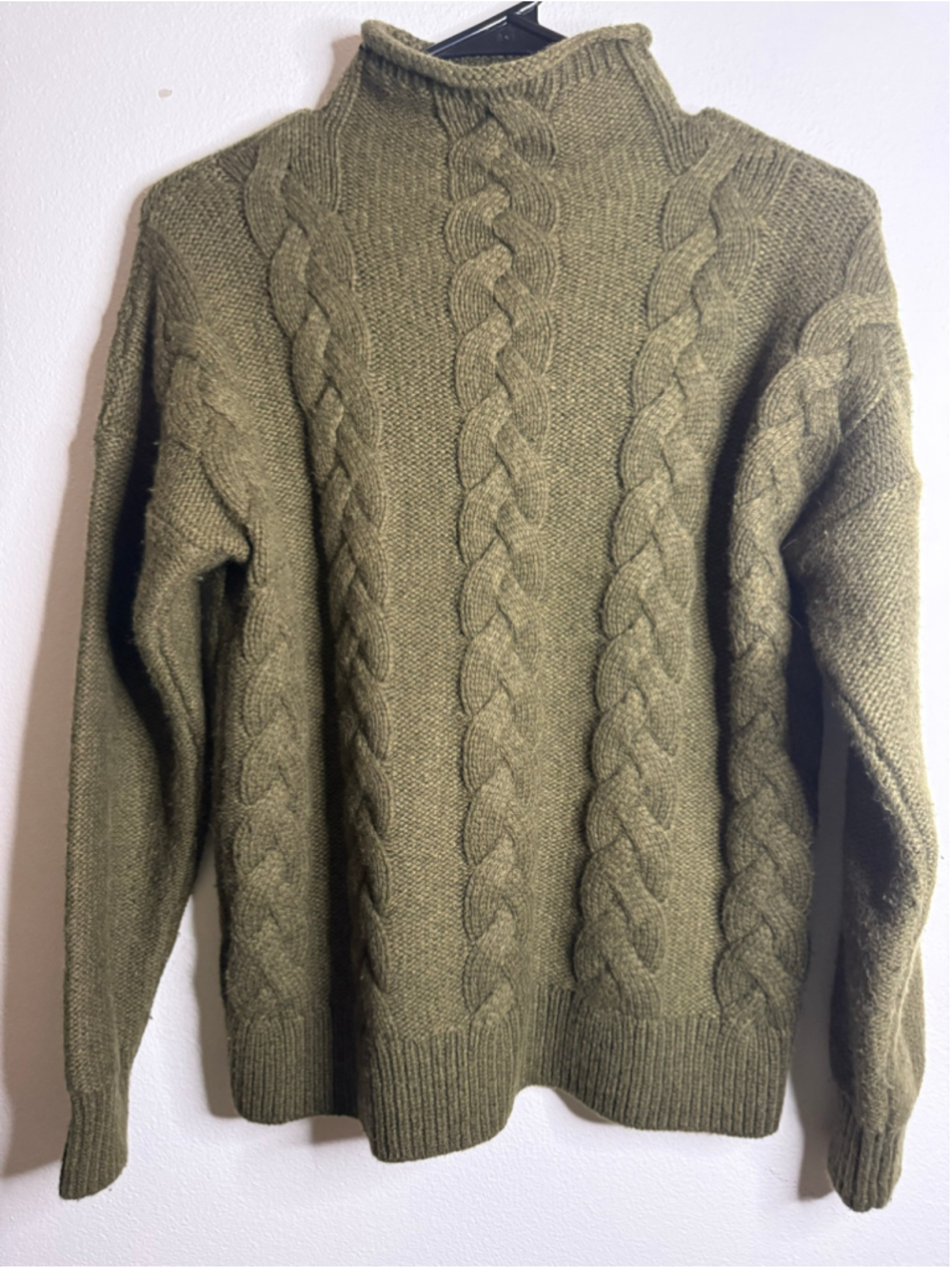 Women's Madewell Cable Knit mock neck Sweater Olive Size XS - Picture 5 of 5